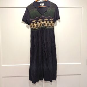 VINTAGE purple button front shirt dress